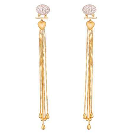Radiant Gold Long Earrings with Stones