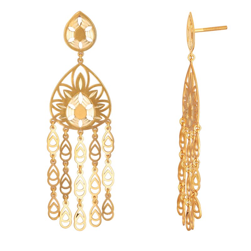 Golden Leaf Dangler Earrings - Image 2